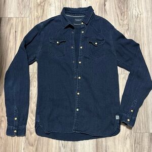 Scotch and Soda - Cotton Denim - Dark Navy Button Up Shirt- Size Medium